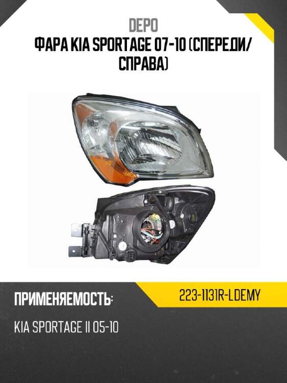 Depo фара kia sportage 07-10 спереди 2231131rldemy