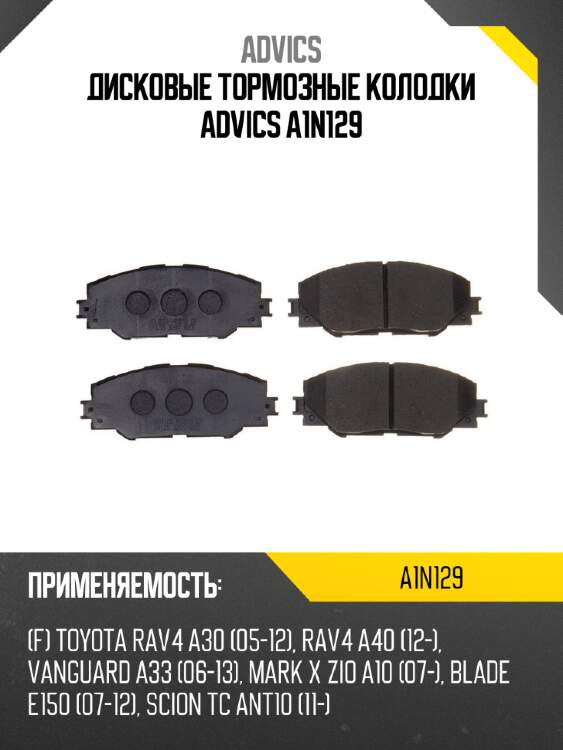 Дисковые тормозные колодки advics a1n129
