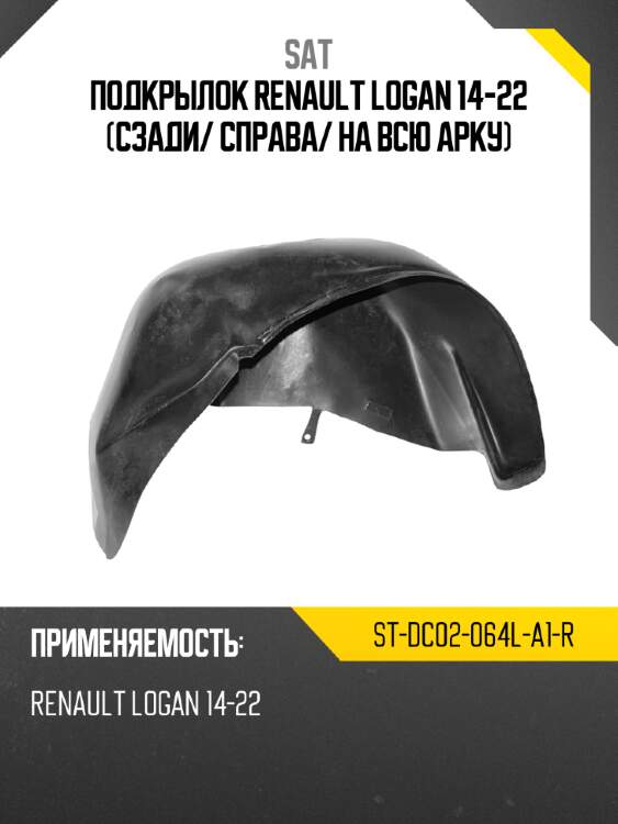 Подкрылок renault logan 14-22 сзади sat st-dc02-064l-a1-r