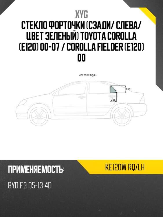 Стекло форточки сзади xyg ke120w rq/lh