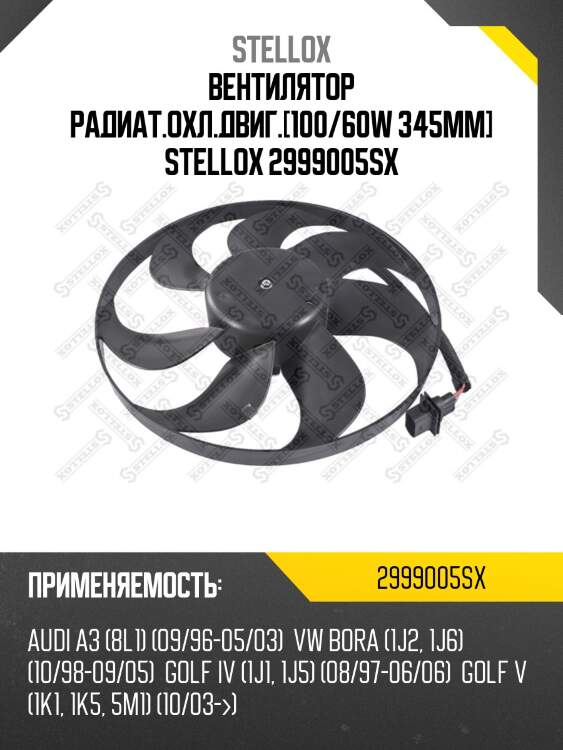 Вентилятор охлаждения, audi a3, vw golf 4/bora 1.4-2.0/1.9tdi 96-