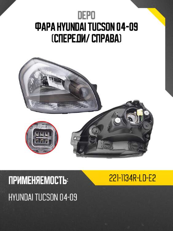 Фара hyundai tucson 04-09 спереди depo 221-1134r-ld-e2