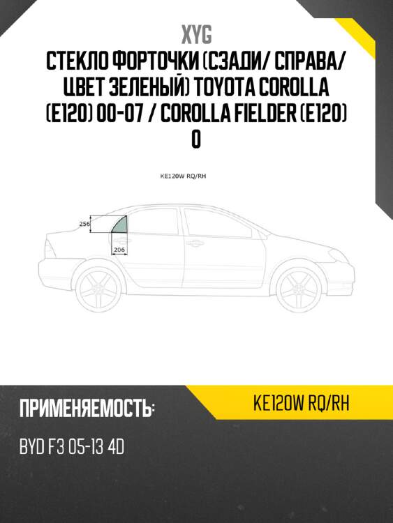 Стекло форточки сзади xyg ke120w rq/rh