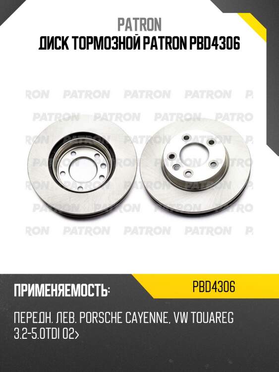 Диск тормозной patron pbd4306