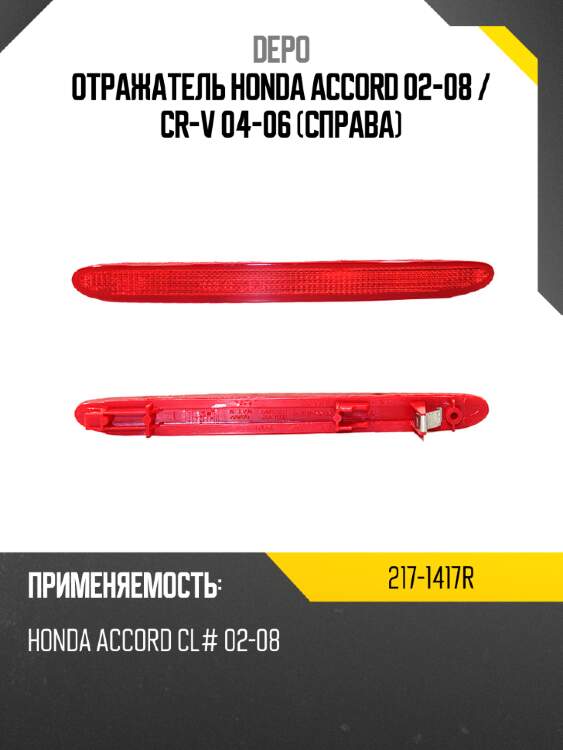 Отражатель honda accord 02-08  depo 217-1417r