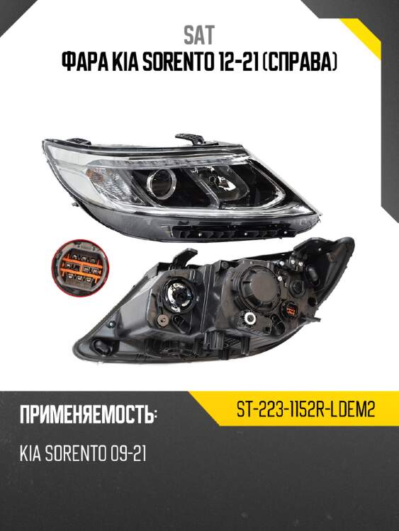 Фара kia sorento 12-21 справа sat st-223-1152r-ldem2