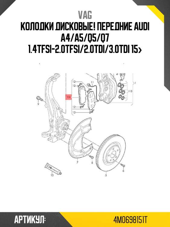 Колодки дисковые! передние\ audi a4/a5/q5/q7 1.4tfsi-2.0tfsi/2.0tdi/3.0tdi 15>