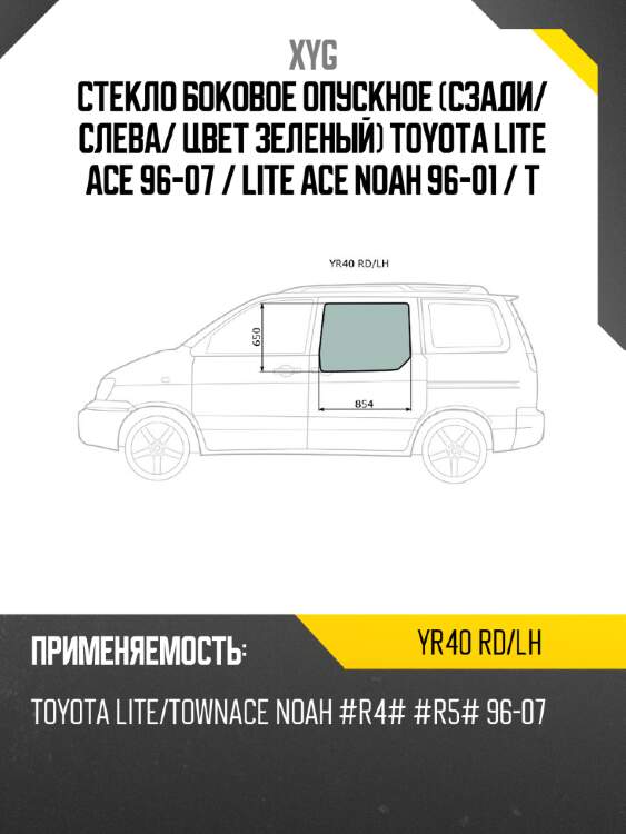 Стекло боковое опускное сзади xyg yr40 rd/lh