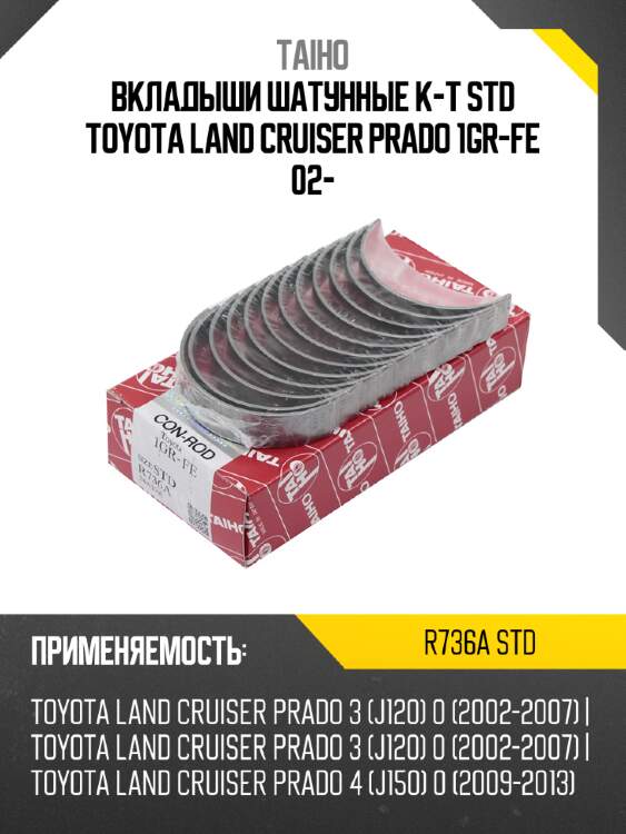 Вкладыши шатунные к-т std toyota land cruiser prado 1gr-fe 02- taiho r736a std