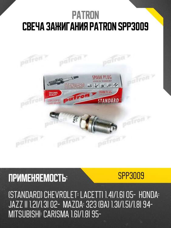 Свеча зажигания patron spp3009