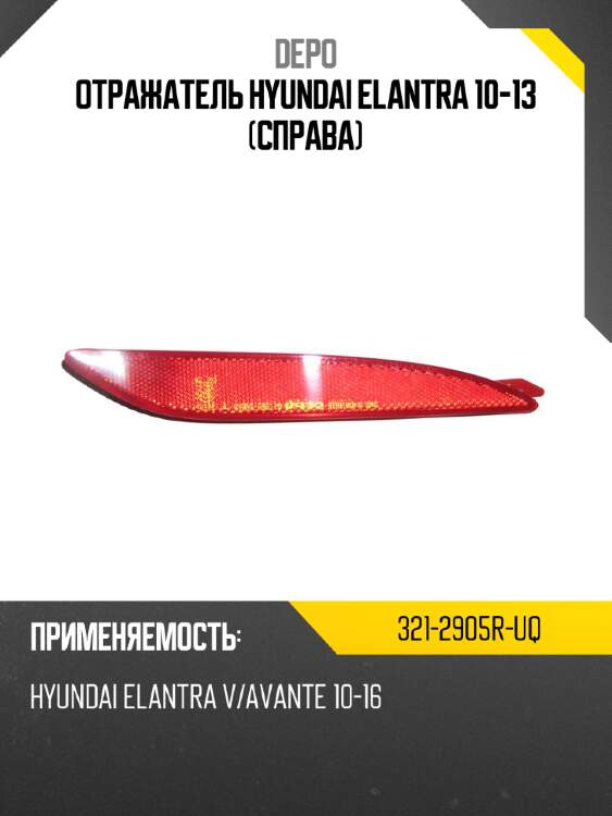 Отражатель hyundai elantra 10-13 справа depo 321-2905r-uq