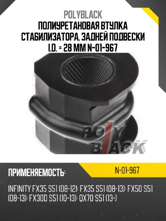 Полиуретановая втулка стабилизатора, задней подвески i.d. = 28 мм n-01-967