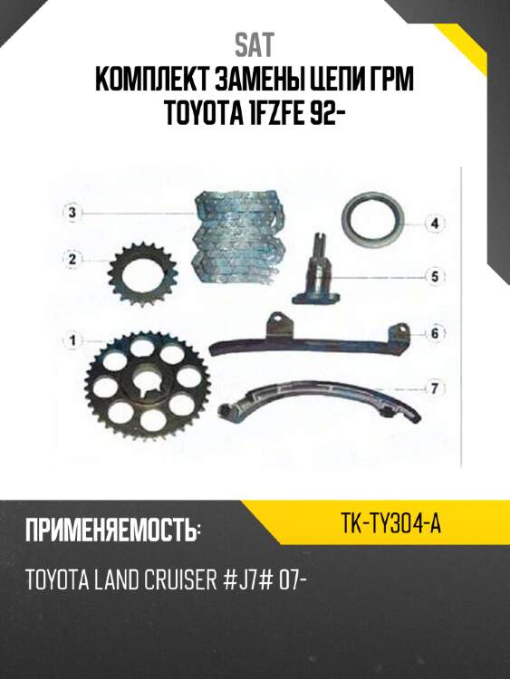 Комплект замены цепи грм toyota 1fzfe 92- sat tk-ty304-a