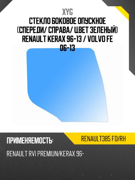 Стекло боковое опускное спереди xyg renault385 fd/rh