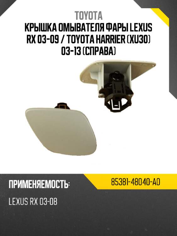 Крышка омывателя фары lexus rx 03-09  toyota 85381-48040-a0