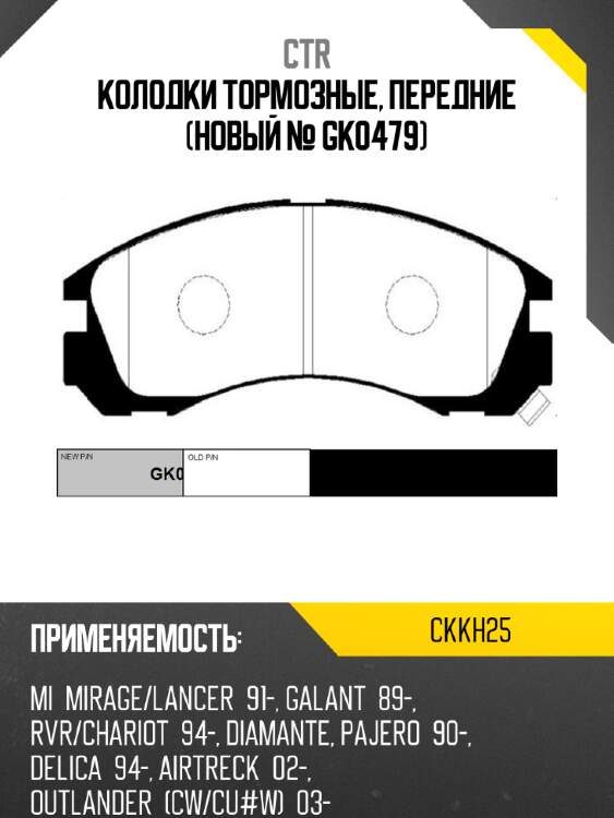 Колодки тормозные, передние (новый № gk0479) ctr ckkh25