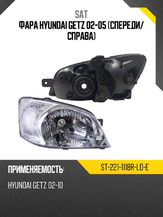 Фара hyundai getz 02-05 спереди sat st-221-1118r-ld-e