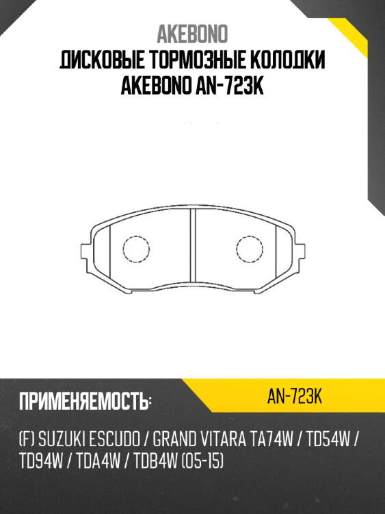 Дисковые тормозные колодки akebono an-723k