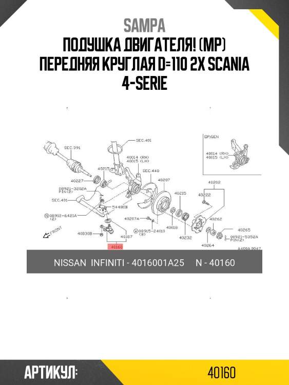 Подушка двигателя! (мр) передняя круглая d=110 2x \scania 4-serie