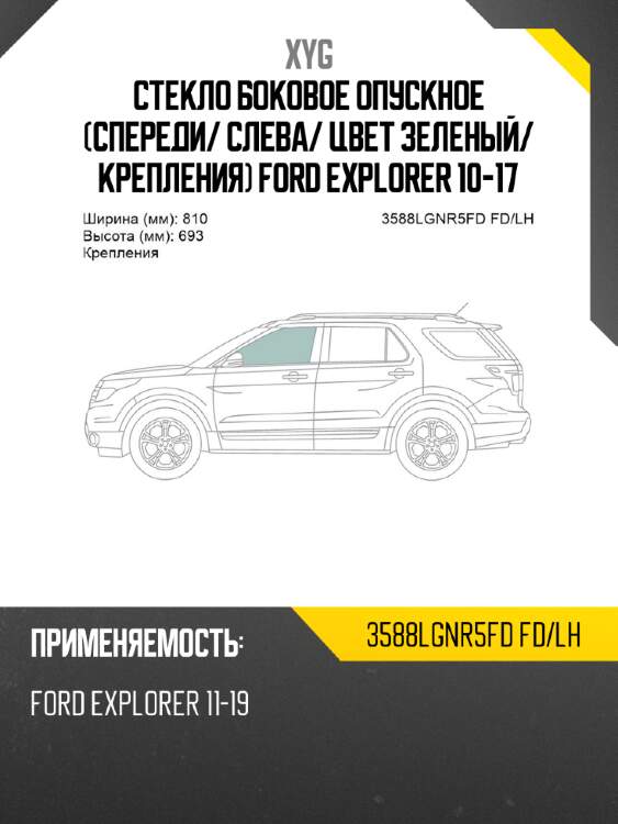 Стекло боковое опускное спереди xyg 3588lgnr5fd fd/lh