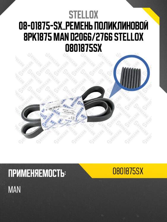 Ремень поликлиновой 8pk1875 ,man d2066/2766