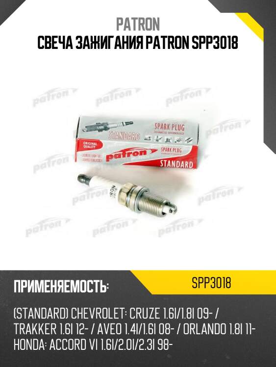 Свеча зажигания patron spp3018