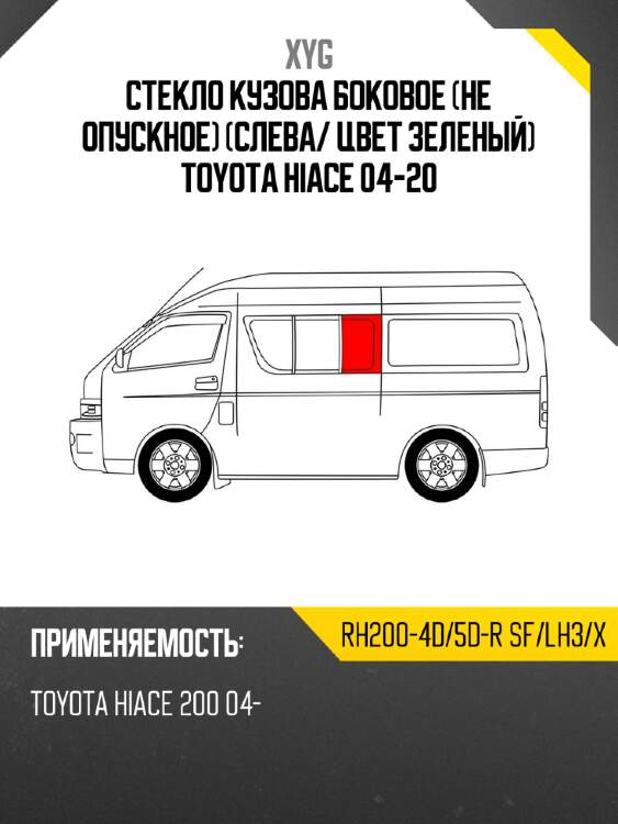 Стекло кузова боковое не опускное слева xyg rh200-4d/5d-r sf/lh3/x