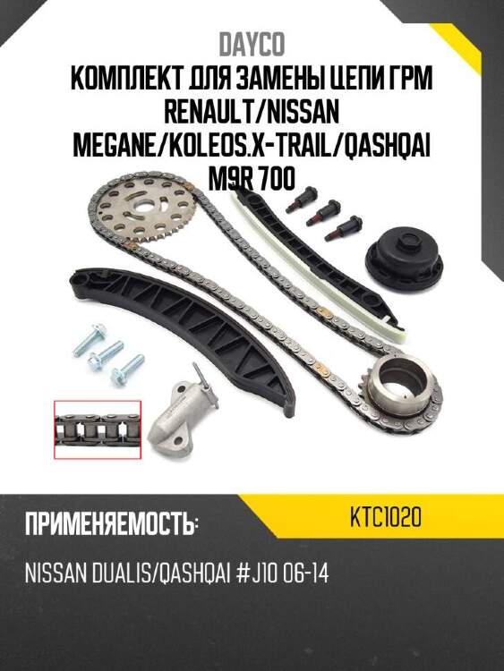 Dayco комплект для замены цепи грм renault ktc1020