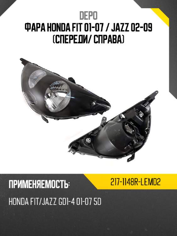 Фара honda fit 01-07  depo 217-1148r-lemd2