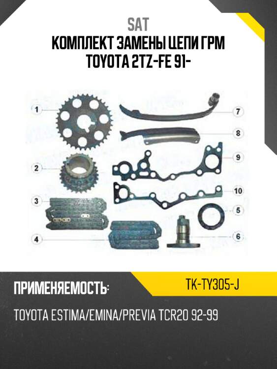 Комплект замены цепи грм toyota 2tz-fe 91- sat tk-ty305-j