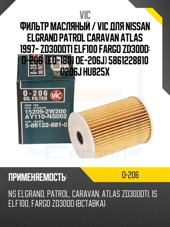 Вставка масляная  vic  o-206
