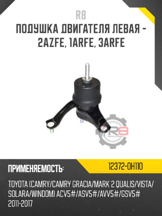 Подушка двигателя левая - 2azfe, 1arfe, 3arfe r8 12372-0h110