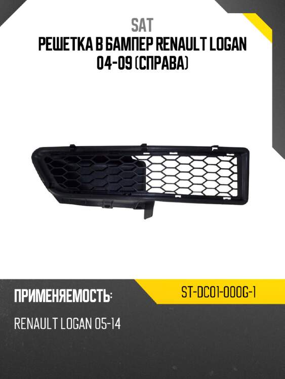 Решетка в бампер renault logan 04-09 справа sat st-dc01-000g-1