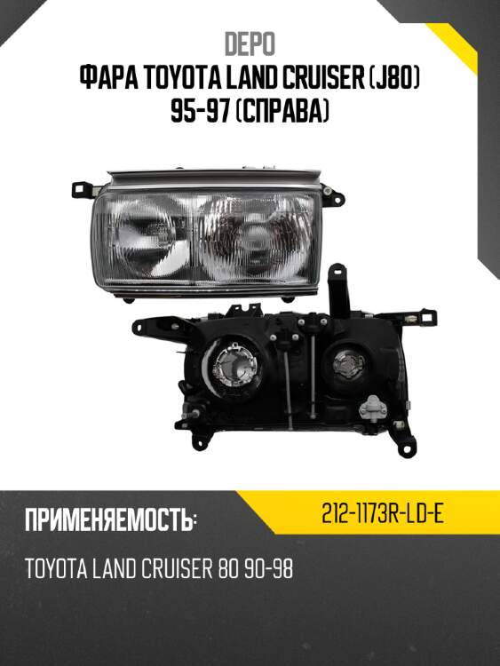 Фара toyota land cruiser j80 95-97 справа depo 212-1173r-ld-e