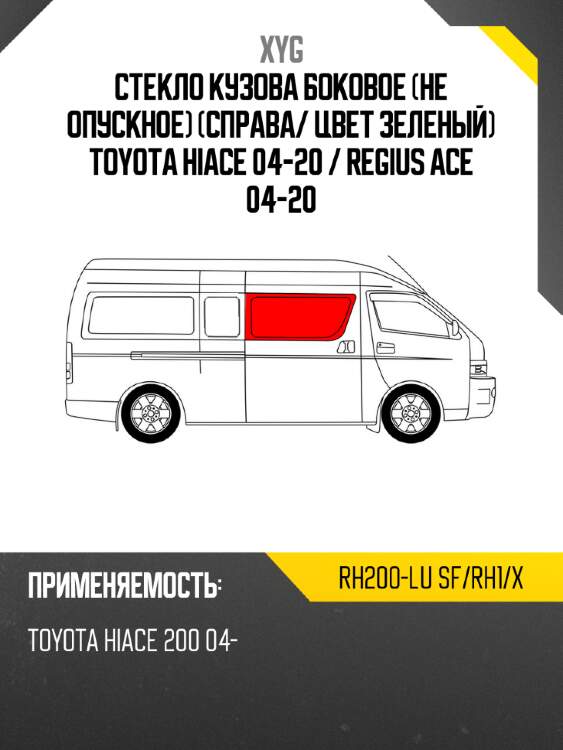 Стекло кузова боковое не опускное справа xyg rh200-lu sf/rh1/x