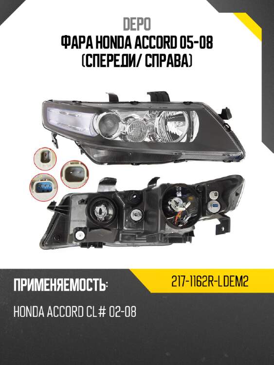 Фара honda accord 05-08 спереди depo 217-1162r-ldem2