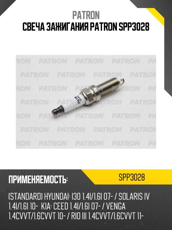 Свеча зажигания patron spp3028