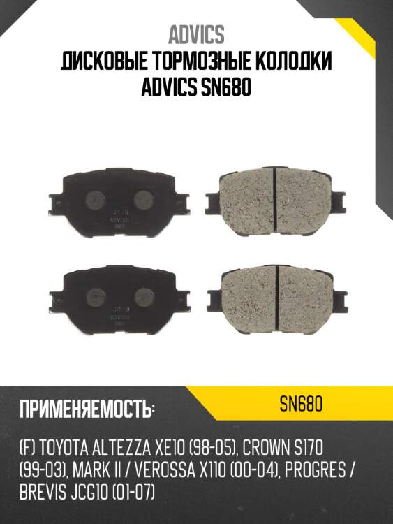 Дисковые тормозные колодки advics sn680