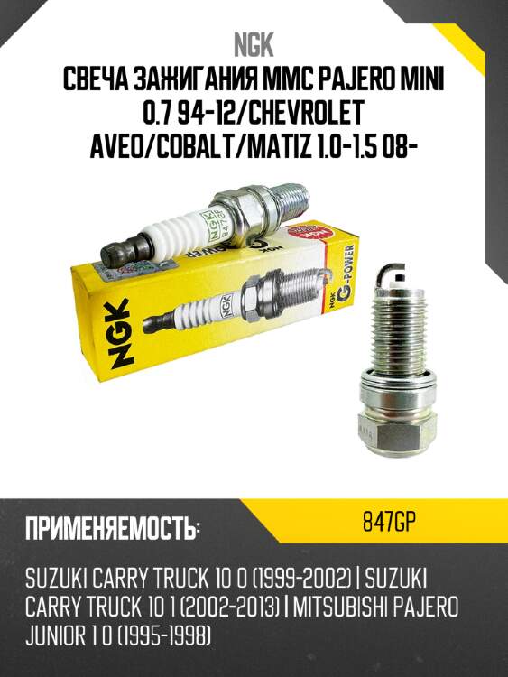 Свеча зажигания mmc pajero mini 0.7 94-12 ngk 847gp
