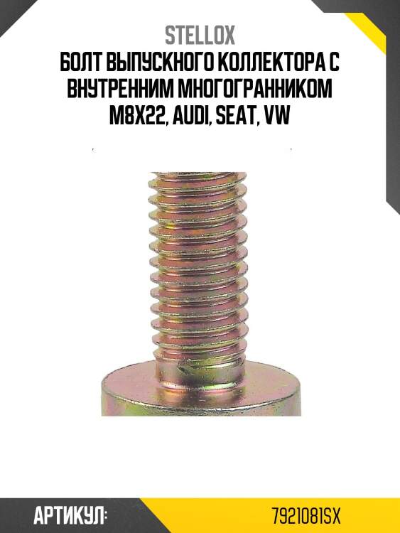 Болт выпускного коллектора с внутренним многогранником m8x22, audi, seat, vw