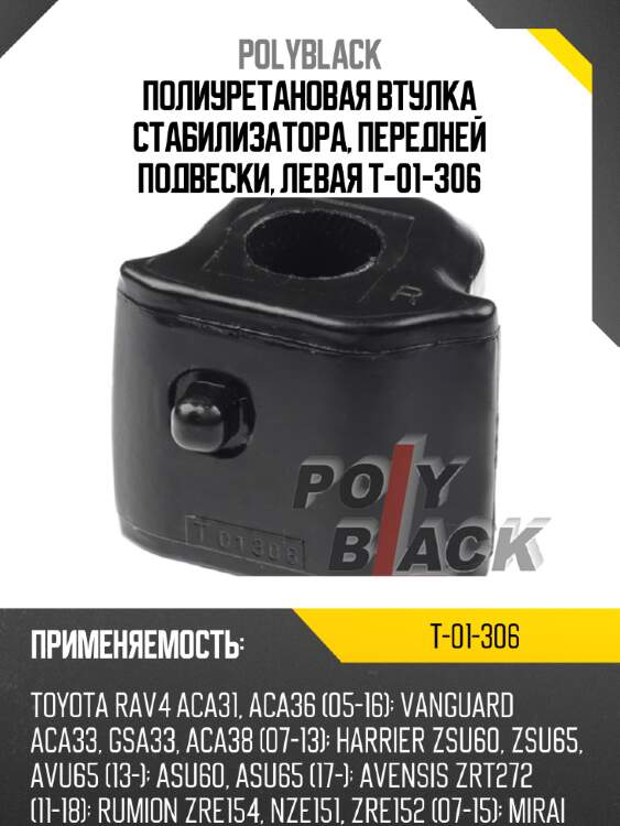 Полиуретановая втулка стабилизатора, передней подвески, левая t-01-306