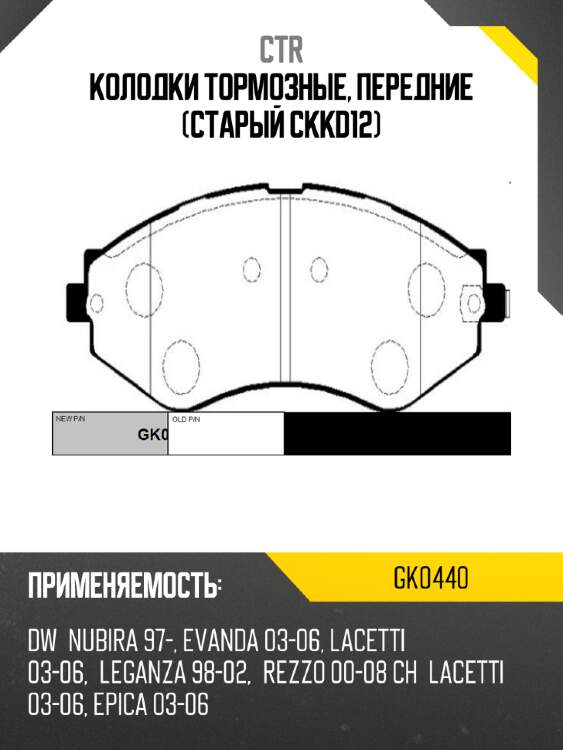 Колодки тормозные, передние (старый ckkd12) ctr gk0440