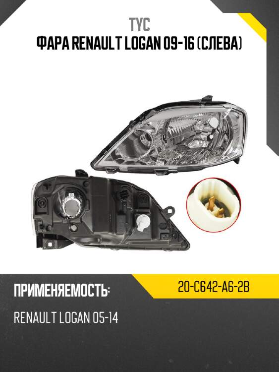 Фара renault logan 09-16 слева tyc 20-c642-a6-2b