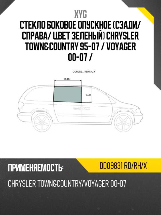 Стекло боковое опускное сзади xyg dd09831 rd/rh/x