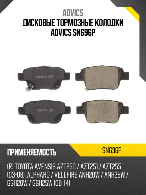 Дисковые тормозные колодки advics sn696p
