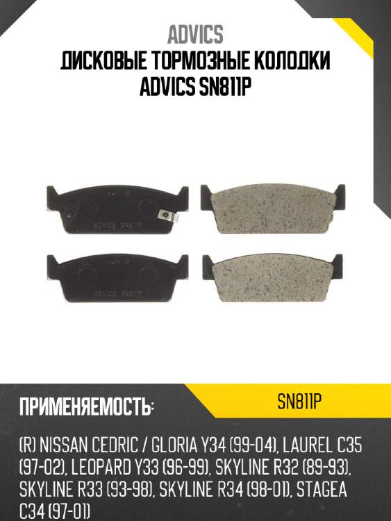 Дисковые тормозные колодки advics sn811p