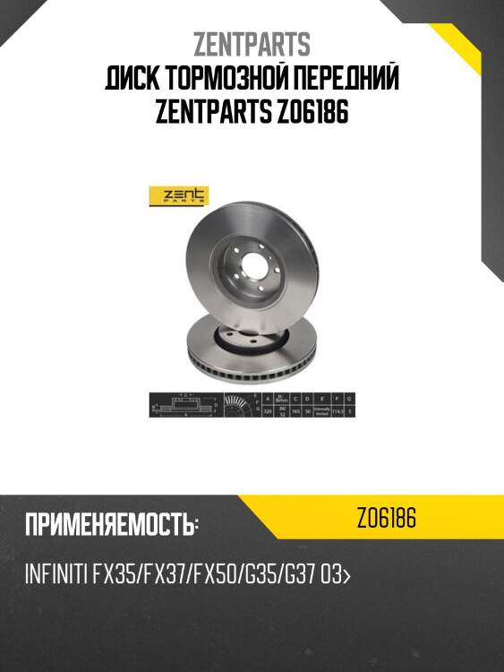 Диск тормозной передний zentparts z06186