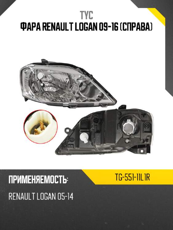 Фара renault logan 09-16 справа tyc tg-551-11l1r