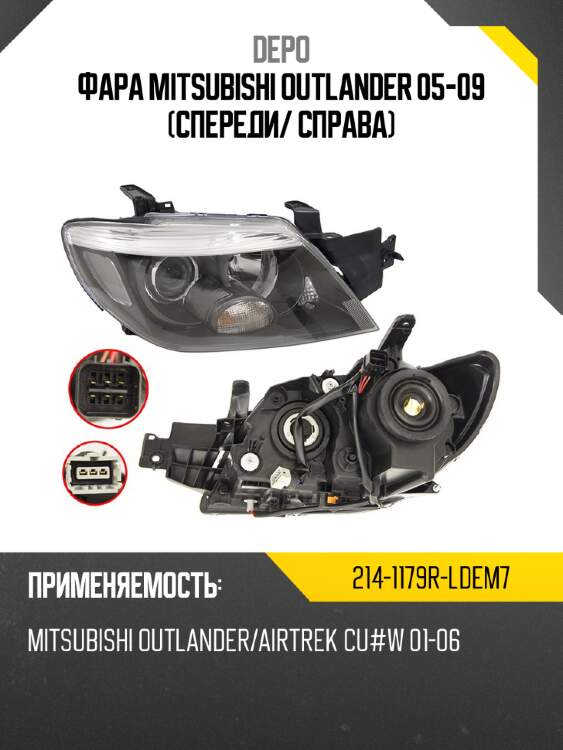 Фара mitsubishi outlander 05-09 спереди depo 214-1179r-ldem7