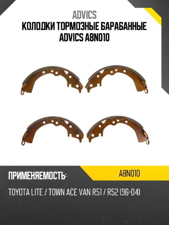 Колодки тормозные барабанные advics a8n010